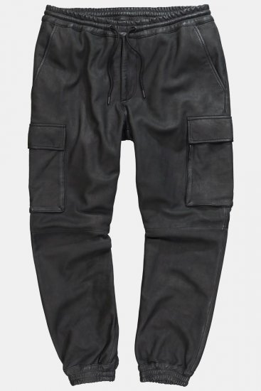 JP1880 847064 Pantalon cargo en cuir nappa d'agneau Noir - Pantalons en cuir pour homme en grandes tailles - Pantalons en cuir grande taille