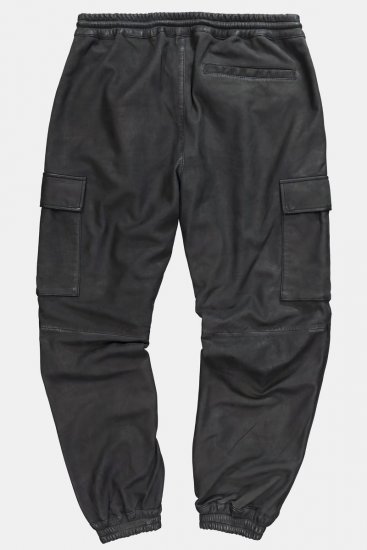 JP1880 847064 Pantalon cargo en cuir nappa d'agneau Noir - Pantalons en cuir pour homme en grandes tailles - Pantalons en cuir grande taille