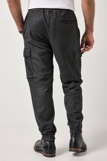 JP1880 847064 Pantalon cargo en cuir nappa d'agneau Noir - Pantalons en cuir pour homme en grandes tailles - Pantalons en cuir grande taille