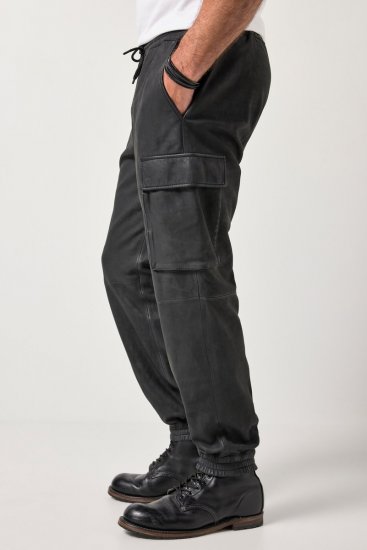 JP1880 847064 Pantalon cargo en cuir nappa d'agneau Noir - Pantalons en cuir pour homme en grandes tailles - Pantalons en cuir grande taille