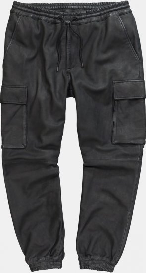 JP1880 847064 Pantalon cargo en cuir nappa d'agneau Noir - Pantalons en cuir pour homme en grandes tailles - Pantalons en cuir grande taille