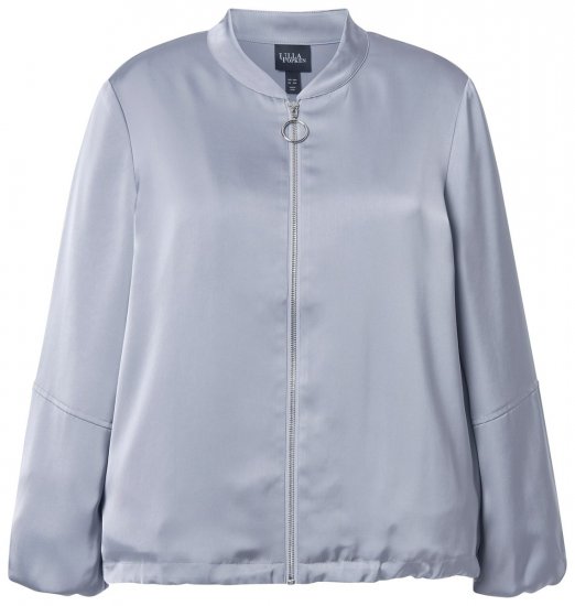 Ulla Popken 847191 Blouson brillant à col teddy Gris - Vestes - Vestes femme grande taille