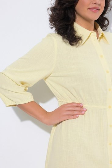 Ulla Popken 847224 Robe en lin mélangé Jaune - Robes d'été - Robes d'été grande taille
