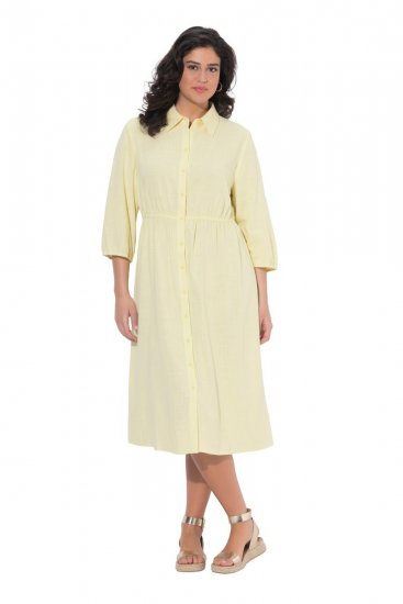 Ulla Popken 847224 Robe en lin mélangé Jaune - Robes d'été - Robes d'été grande taille