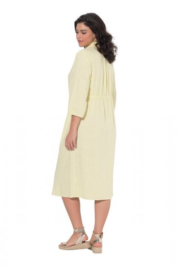 Ulla Popken 847224 Robe en lin mélangé Jaune - Robes d'été - Robes d'été grande taille