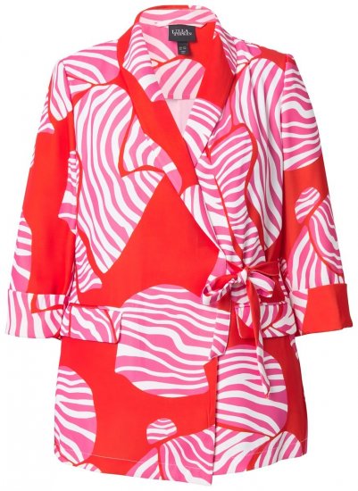 Ulla Popken 847275 Blazer rayé effet portefeuille Rouge - Blazers - Blazers grande taille pour femme