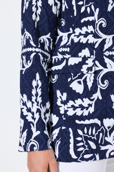 Ulla Popken 847586 Blazer en jacquard fleuri Bleu marine - Blazers - Blazers grande taille pour femme