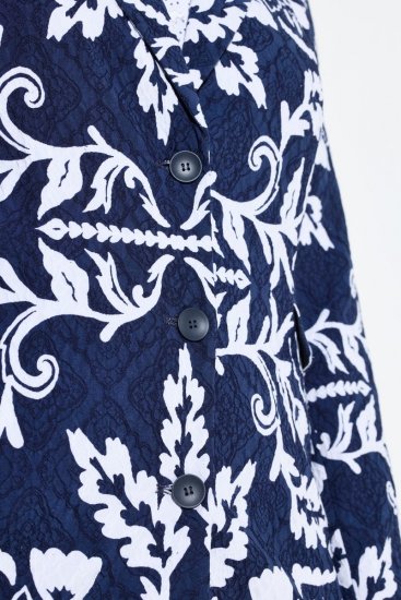 Ulla Popken 847586 Blazer en jacquard fleuri Bleu marine - Blazers - Blazers grande taille pour femme