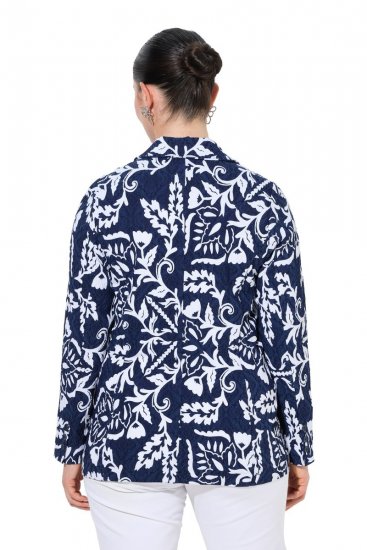 Ulla Popken 847586 Blazer en jacquard fleuri Bleu marine - Blazers - Blazers grande taille pour femme