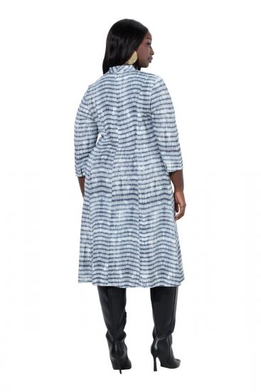 Ulla Popken 847643 Robe en jersey rayée Bleu marine - Robes en jersey - 