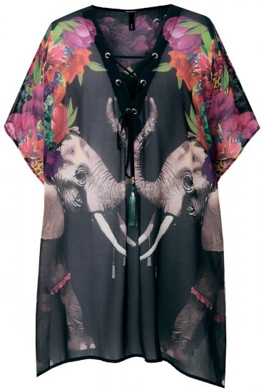 Ulla Popken 847698 Robe imprimée Noir - Robes de soirée - Robes de soirée grande taille
