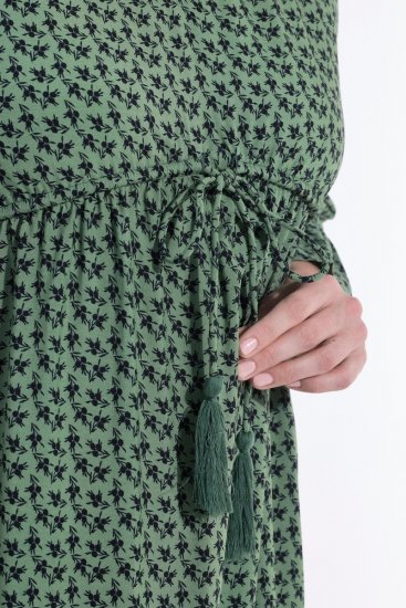 Ulla Popken 847798 Robe mi-longue trapèze à col V Vert foncé - Robes midi - Robes midi grande taille