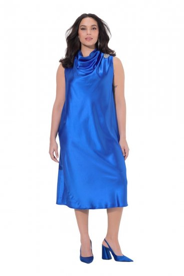 Ulla Popken 847862 Robe en satin Bleu roi - Robes d'été - Robes d'été grande taille
