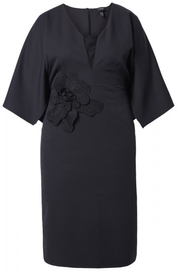 Ulla Popken 847909 Robe mi-longue fleurie Noir - Robes midi - Robes midi grande taille