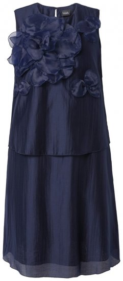 Ulla Popken 847918 Robe en mousseline fleurie Bleu marine - Robes midi - Robes midi grande taille