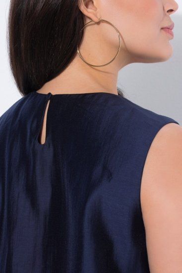 Ulla Popken 847918 Robe en mousseline fleurie Bleu marine - Robes midi - Robes midi grande taille