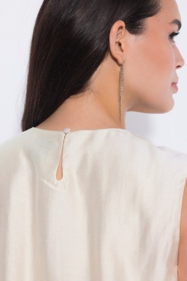 Ulla Popken 847918 Robe en mousseline fleurie Blanc cassé - Robes d'été - Robes d'été grande taille