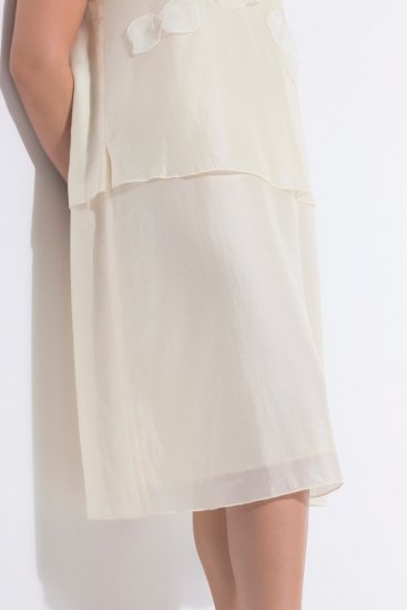 Ulla Popken 847918 Robe en mousseline fleurie Blanc cassé - Robes d'été - Robes d'été grande taille