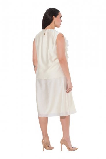 Ulla Popken 847918 Robe en mousseline fleurie Blanc cassé - Robes d'été - Robes d'été grande taille