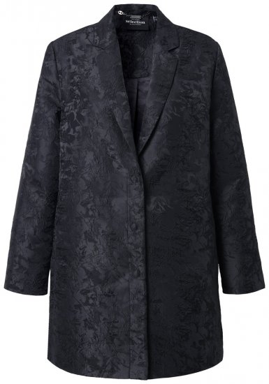 Ulla Popken 848099 Blazer fleuri en jacquard à boutonnage caché Noir - Blazers - Blazers grande taille pour femme