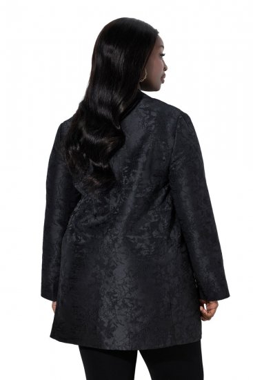 Ulla Popken 848099 Blazer fleuri en jacquard à boutonnage caché Noir - Blazers - Blazers grande taille pour femme
