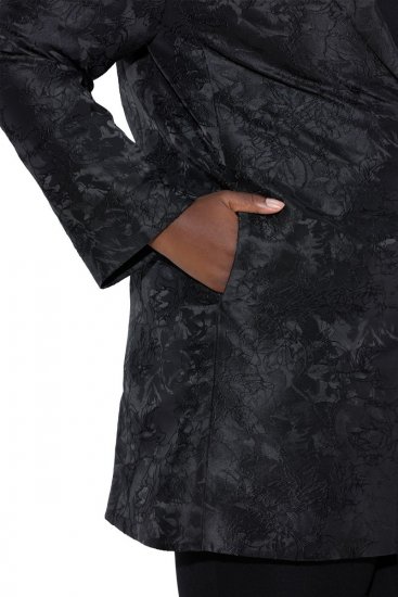 Ulla Popken 848099 Blazer fleuri en jacquard à boutonnage caché Noir - Blazers - Blazers grande taille pour femme