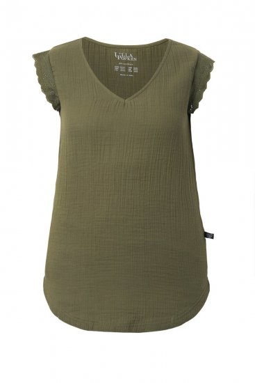 Ulla Popken 848131 Pyjama en dentelle Vert olive - Pyjamas/vêtements de détente - 