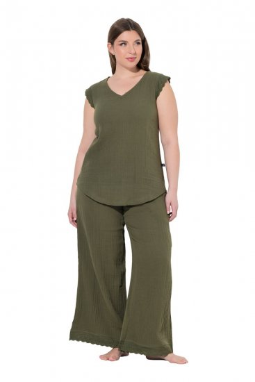 Ulla Popken 848131 Pyjama en dentelle Vert olive - Pyjamas/vêtements de détente - 