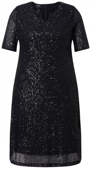 Ulla Popken 848140 Robe à sequins Noir - Robes de soirée - Robes de soirée grande taille