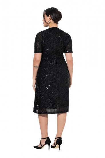 Ulla Popken 848140 Robe à sequins Noir - Robes de soirée - Robes de soirée grande taille