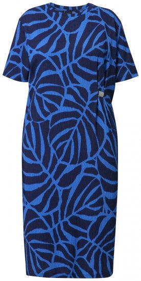 Ulla Popken 848162 Robe mi-longue imprimée Bleu marine - Robes midi - Robes midi grande taille