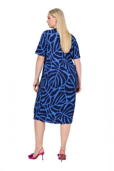 Ulla Popken 848162 Robe mi-longue imprimée Bleu marine - Robes midi - Robes midi grande taille
