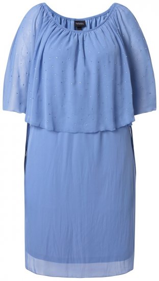 Ulla Popken 848169 Robe en mousseline trapèze Bleu clair - Robes midi - Robes midi grande taille