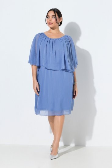Ulla Popken 848169 Robe en mousseline trapèze Bleu clair - Robes midi - Robes midi grande taille