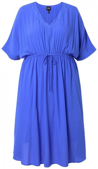 Ulla Popken 848224 Robe longue à manches courtes et col V Bleu - Robes maxi - Robes maxi grande taille