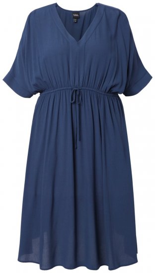 Ulla Popken 848224 Robe mi-longue à cordon Bleu marine - Robes midi - Robes midi grande taille