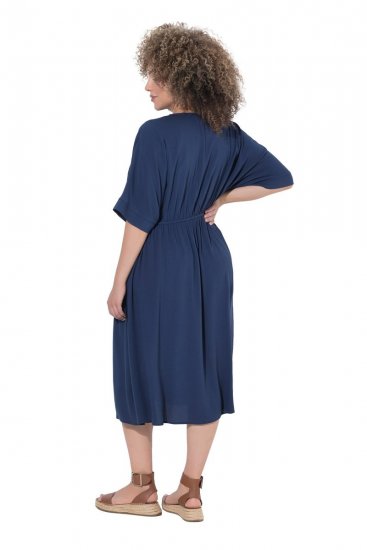 Ulla Popken 848224 Robe mi-longue à cordon Bleu marine - Robes midi - Robes midi grande taille