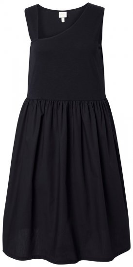 Ulla Popken 848305 Robe mi-longue sans manches à col V Noir - Robes midi - Robes midi grande taille