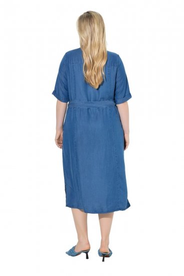Ulla Popken 848491 Robe chemise Bleu denim - Robes midi - Robes midi grande taille