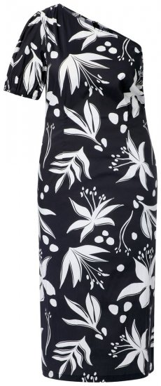 Ulla Popken 848510 Robe mi-longue fleurie Noir - Robes midi - Robes midi grande taille