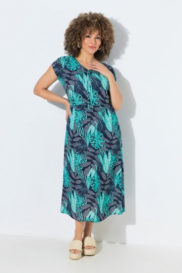 Ulla Popken 848696 Robe imprimée Bleu marine - Robes d'été - Robes d'été grande taille