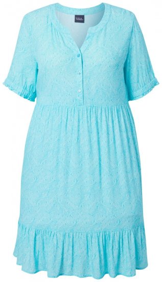 Ulla Popken 848724 Robe imprimée à volants Turquoise - Robes - Robes pour toutes les tailles