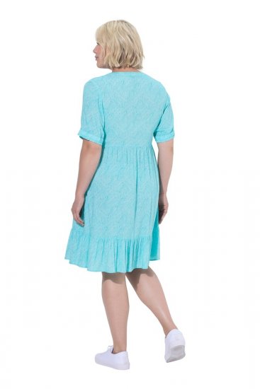 Ulla Popken 848724 Robe imprimée à volants Turquoise - Robes - Robes pour toutes les tailles