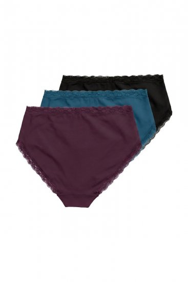 Ulla Popken 848803 Culottes en dentelle lot de 3 Bordeaux - Culottes - 