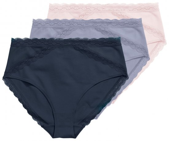 Ulla Popken 848803 Culottes en dentelle lot de 3 Bleu clair - Culottes - 