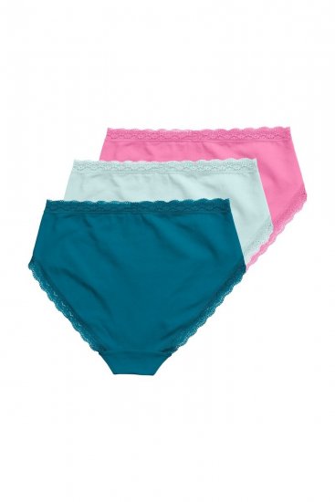 Ulla Popken 848803 Culottes en dentelle lot de 3 Pétrole - Culottes - 