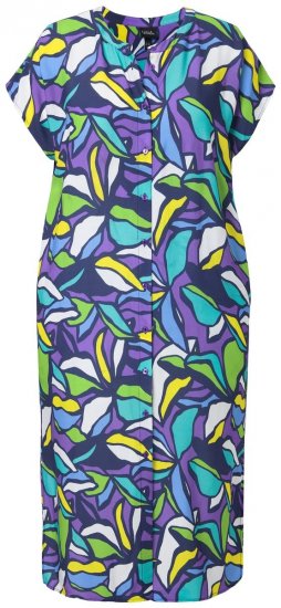 Ulla Popken 848980 Robe chemise fleurie Lilas - Robes midi - Robes midi grande taille