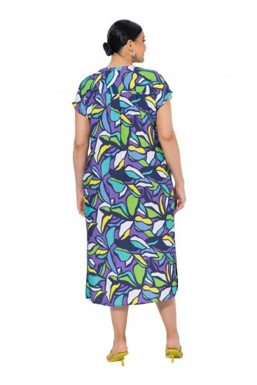 Ulla Popken 848980 Robe chemise fleurie Lilas - Robes midi - Robes midi grande taille