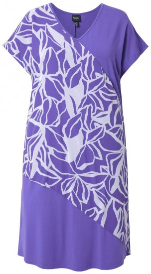 Ulla Popken 849033 Robe en mousseline imprimée Lilas - Robes - Robes pour toutes les tailles