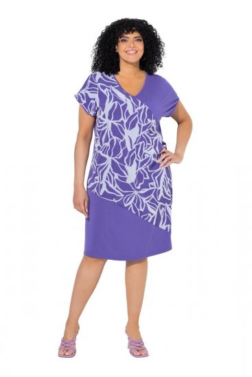 Ulla Popken 849033 Robe en mousseline imprimée Lilas - Robes - Robes pour toutes les tailles
